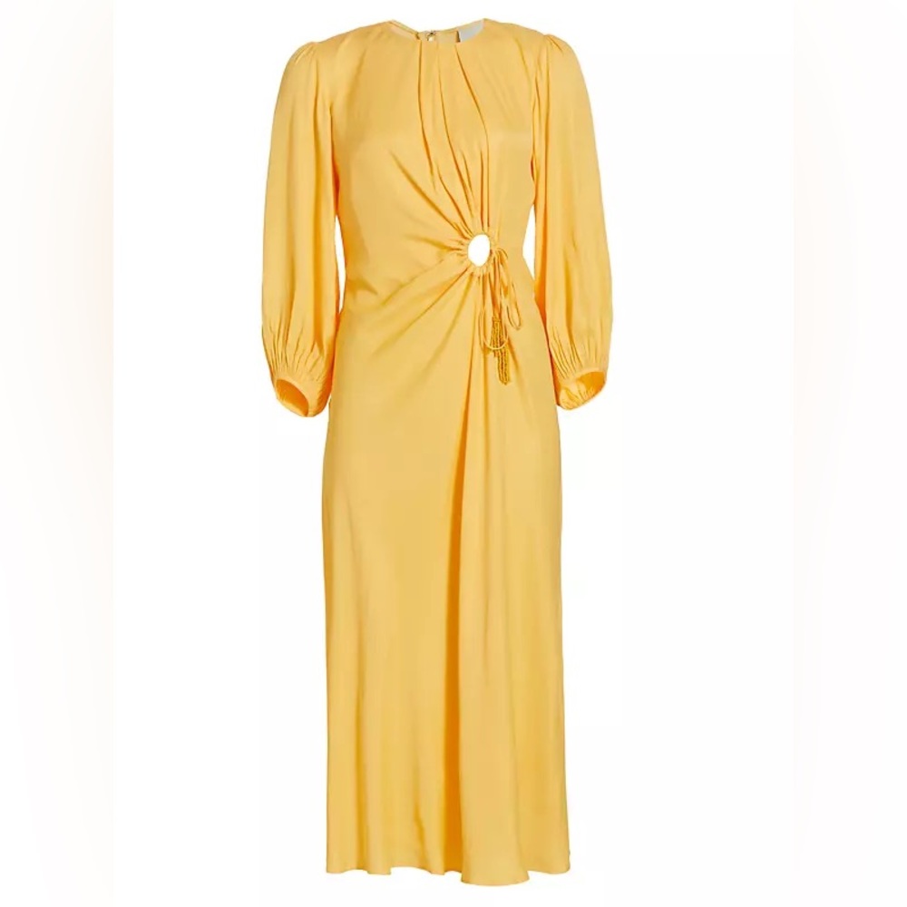 NWT FARM rio yellow piping midi dress